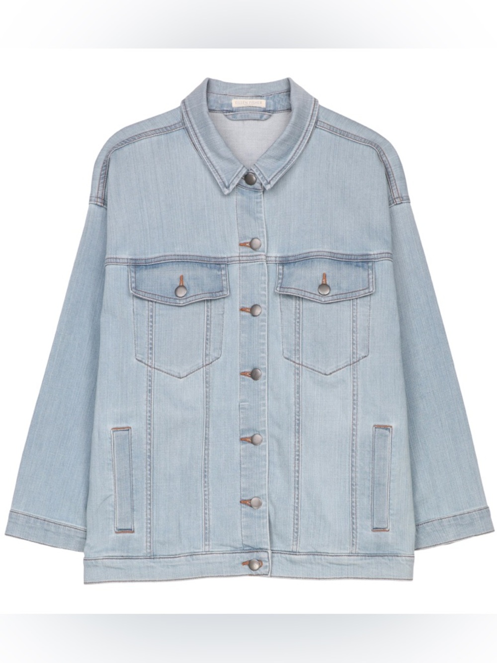 Eileen Fisher Light Blue Cotton Stretch Denim Jacket